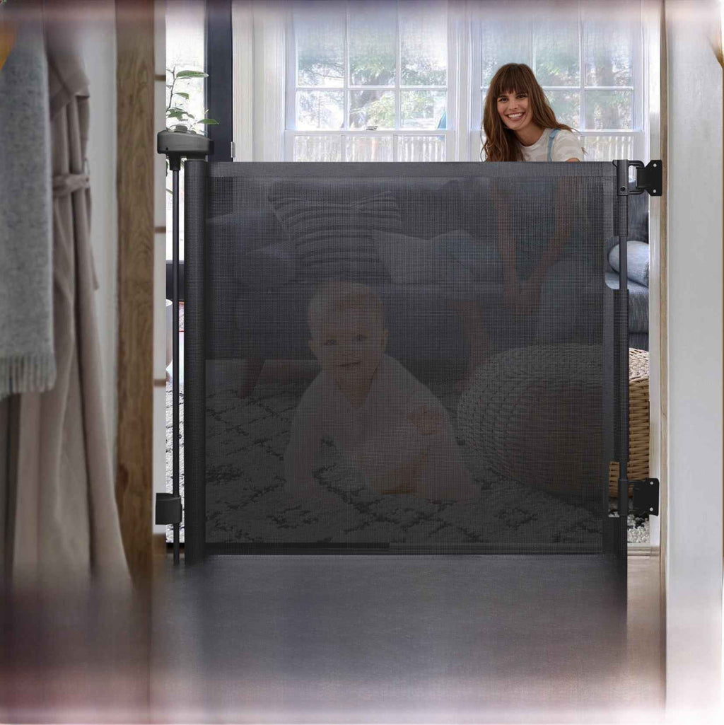 Retractable Safety Door Barrier for Stairs and Doorways