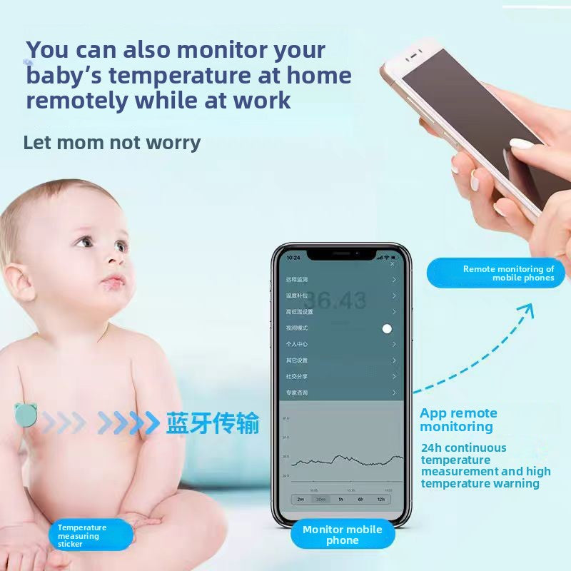 Wireless Underarm Baby Thermometer With App Tracking